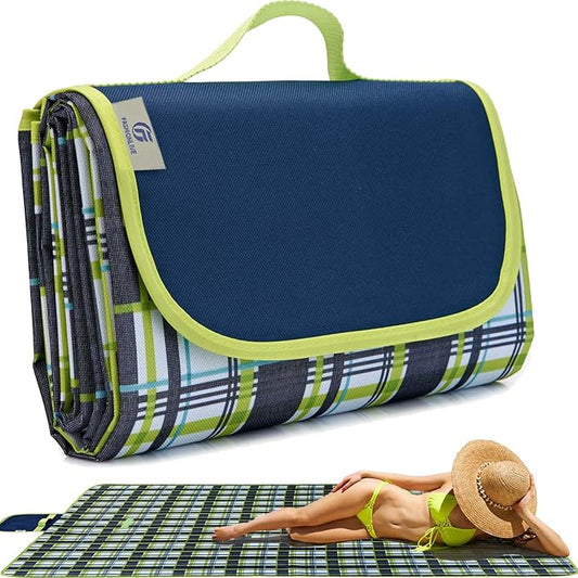 Picnic Blanket Beach Mat Extra Large Sandproof Waterproof Camping Blanket Portable Travel Blanket Play Mat for Outdoor Indoor Family Women Men Kids Beach BBQ Park Grass, 79"x57"