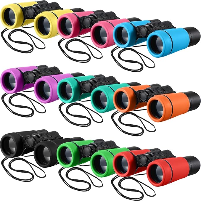 Yunsailing 9 Pack Kid Binoculars Shockproof Mini Compact Binoculars Gifts for 3-12 Years Boys Girls Folding Small Telescope for Kids Bird Watching Camping Outdoor Play, 9 Colors