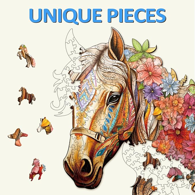 Wooden Puzzles for Adults, Wooden Horse Puzzles, 270 Pieces Puzzles for Adults, Birthday Gifts for Puzzle Lover, Family Puzzle Game (L-13.4 * 13in)