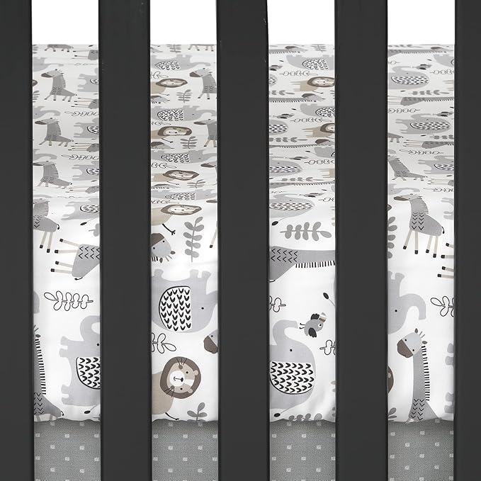 Lambs & Ivy Urban Jungle 4-Piece Crib Bedding Set - Gray, Brown, White, Jungle