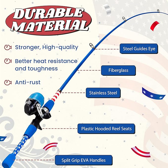 Kids Fishing Pole, Portable Telescopic Kids Fishing Poles for Boys and Girls, Fishing Rod and Reel Combo Kit with Tackle Box, and Fishing Net, Best Fishing Pole for Toddler Youth