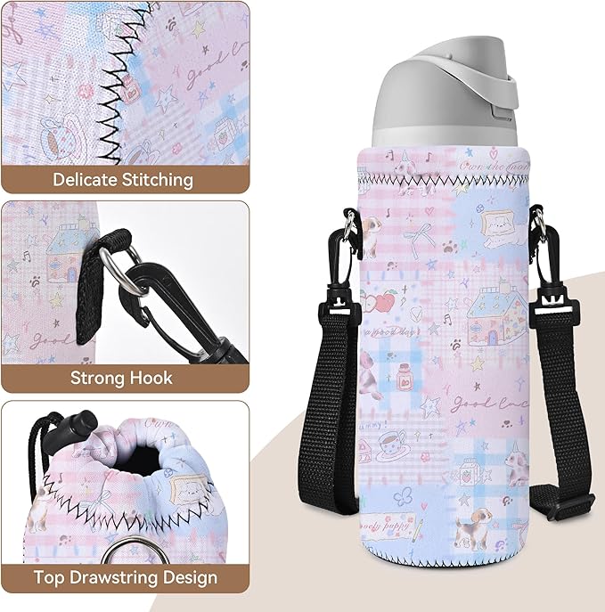 AUPET Water Bottle Bag Carrier,24oz/32oz Insulated Neoprene bottle Sling Holder Case Pouch Cover for 1000ML/750ML Bottles with Shoulder Strap for walking