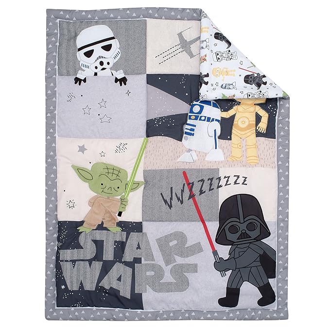 Lambs & Ivy Star Wars Classic 3-Piece Baby Crib Bedding Set - Yoda/Darth Vader