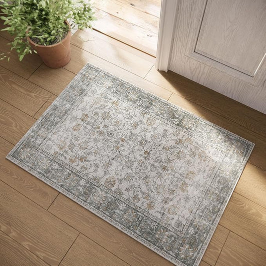 Washable Entryway Small Area Rugs: Door Mat Indoor Entrance 2x3 Boho Rug Stain Resistant Non-Slip Rubber Backing Soft Carpet for Kitchen Front Door Indoor Entrance Entry Bedroom Kids Room