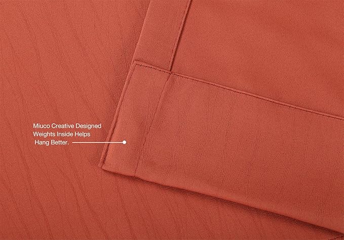 MIUCO Blackout Curtains Room Darkening Curtains Textured Grommet Panels for Living Room 2 Panels 52x63 Inch Long Rust