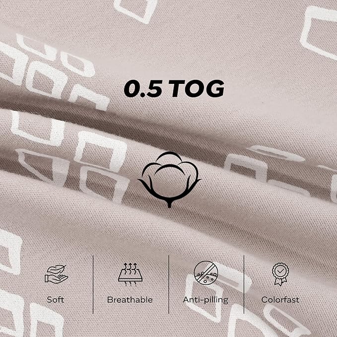 JELLYMONI Baby Sleep Sack 6-12 Months, 100% Cotton 3 Pack 0.5 TOG Baby Wearable Blanket Infant Sleep Sack with 2-Way Zipper Newborn Sleep Sacks