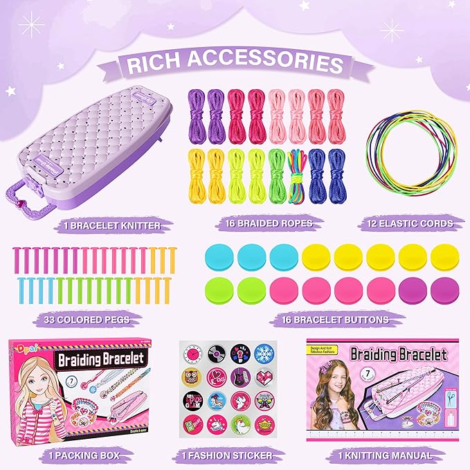 Dpai Friendship Bracelet Making Kit for Girls,DIY Arts and Crafts Toys,Jewelry String Maker Kit,The Best Birthday Gifts Ideas for Girls 6 7 8 9 10 11 12+ Years Old（Double Purple
