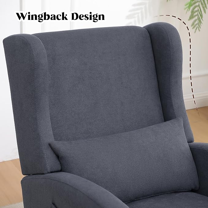 Nursery Rocking Chair, Rocking Chair Nursery with Foot Rest, Comfy Fabric Glider Rocker Nursing Chair with High Back for Nursing, Living Room, Bedroom, Grey