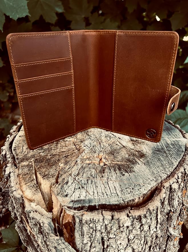 Genuine Leather AirTag and Moto Tag Passport Holder and Wallet for Men and Women RFID Blocking for Secure Traveling and Documentation Organizer(Coffee)