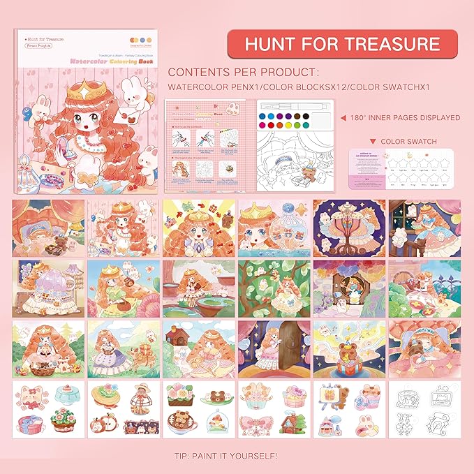 Paint with Water Coloring Books for Kids Ages 3-5, 4-8 – Cute Coloring Book for Teens,Arts and Crafts for Kids Ages 3 4 5 6 7 8+, Birthday Gift Toys for Girls Boys,Travel Toys -Princess