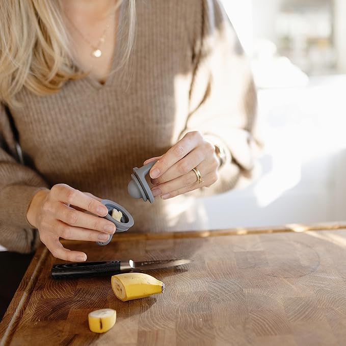 mushie Silicone Baby Fresh Fruit & Food Feeder Pacifier | 6 Months+ (Soft Lilac)