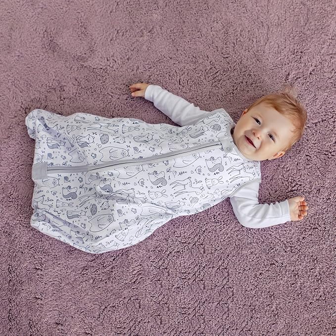 Baby Sleep Sack 1.0 TOG, Organic Cotton Baby Wearable Blanket with Two-Way Zipper, Swaddle Transition Baby Sleeping Bag, All-Season Sleep Sack for Newborn Infant Toddler Boy Girl, 24-48 Months, 1-Pack