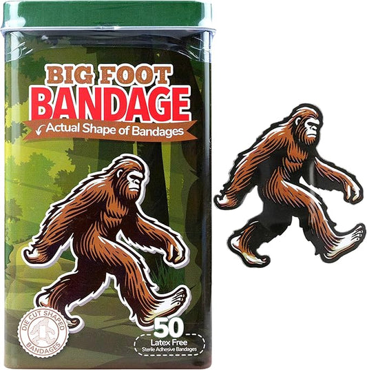 BioSwiss Bandages, Bigfoot Shaped Self Adhesive Bandage, Latex Free Wound Care, Fun First Aid Kit Supplies for Kids and Adults, 50 Count