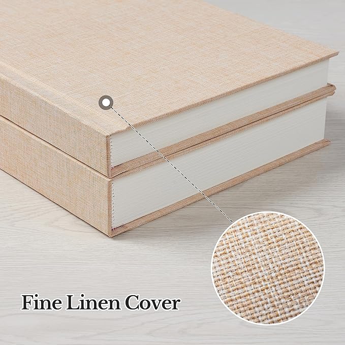Photo Album 5x7 with Writing Space Linen Cover 5x7 Photo Album Book Holds 30 Photos Ideal for Wedding Theme-Album and Baby Photo Albums (Beige,30 Pockets)