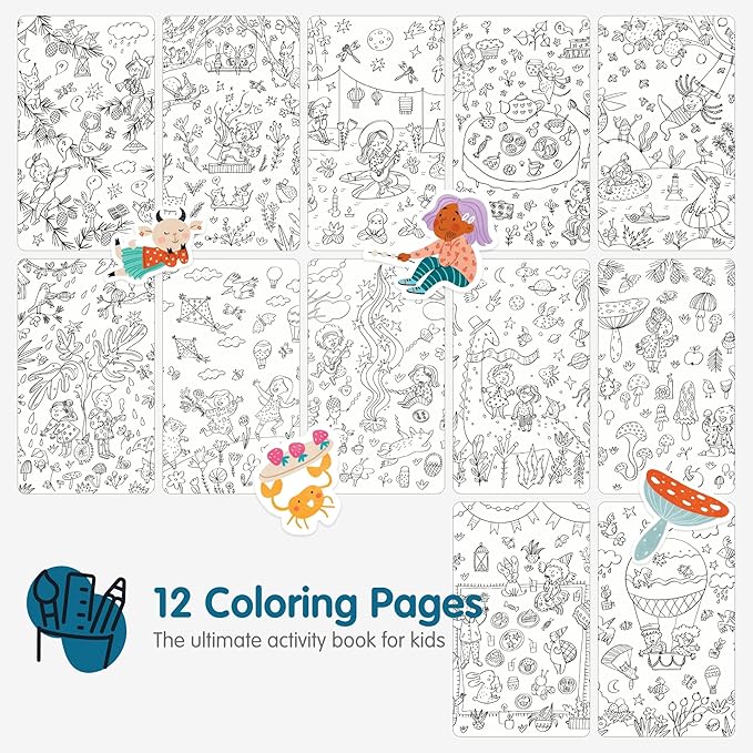 Whimsical Sticker Book Activity for Kids, Into The Forest by Cupkin, Toddler Airplane Travel Essentials, 500+ Stickers for Kids 12 Scenes + Coloring Book Pages, Crafts Ages 2-8