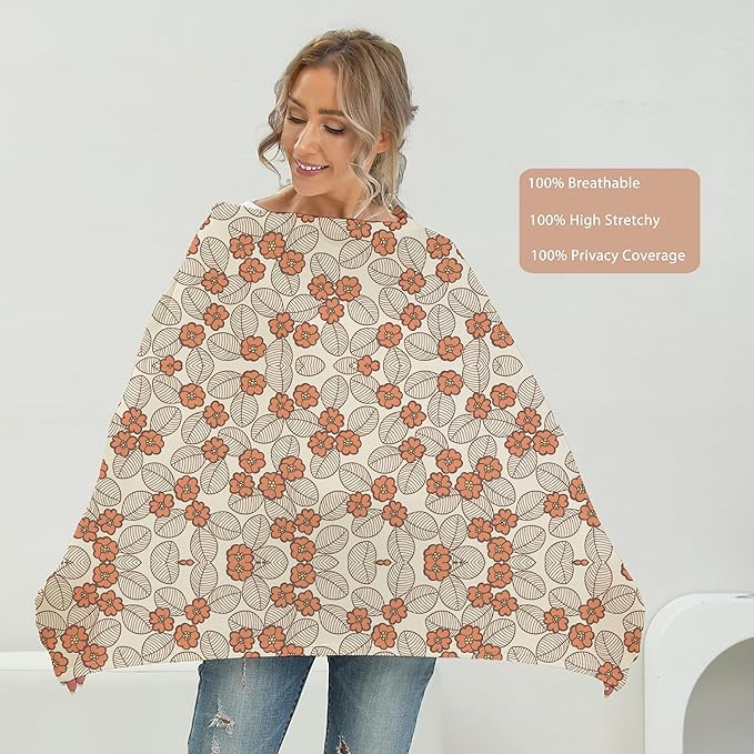 Breathable Car Seat Cover for Babies – Multi-Purpose Soft Rayon Nursing Cover for Breastfeeding, High Stretchy Infant Carseat Canopy, Stroller Cover (Smooth Rayon, Warm Floral)