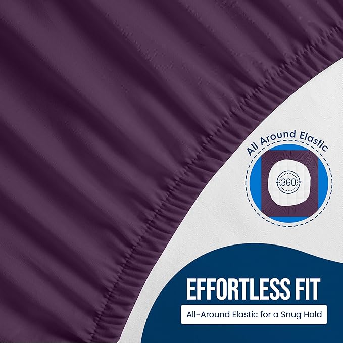 Utopia Bedding Waterproof Mattress Protector Twin Size, Premium Terry Mattress Cover 200 GSM, Breathable, Fitted Style with Stretchable Pockets (Purple)