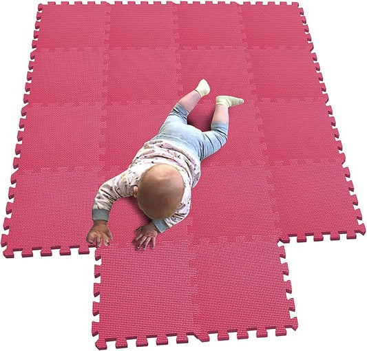 MQIAOHAM® 18 Pieces Puzzle Play Mats, Soft Baby Play Mat, Kids Interlocking Foam Floor Tiles, Toddlers Carpet Playmats G301018-109