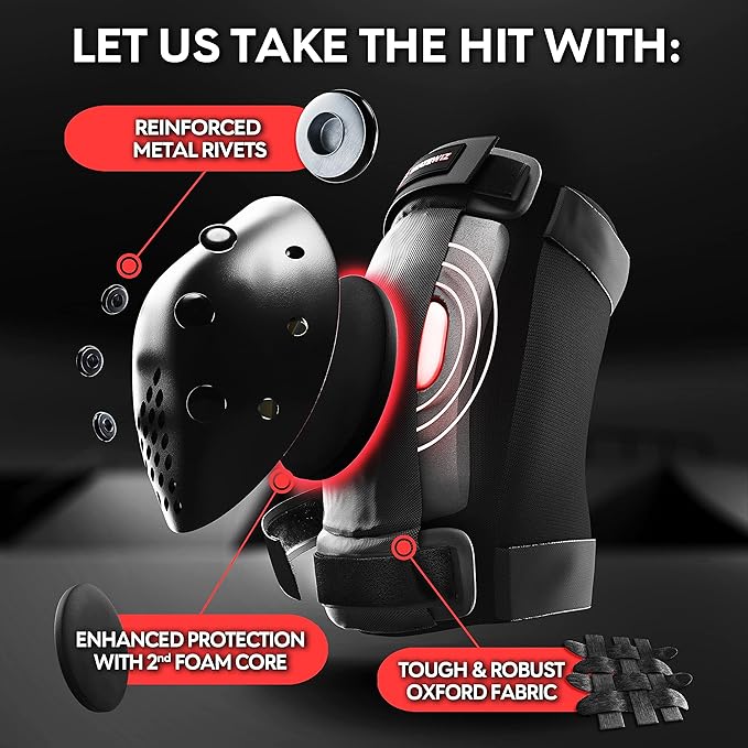 SKATEWIZ Skateboard Pads Protective Gear Set for Kids - Smash - Roller Skate Pads [6pc] - Elbow Pads Roller Derby and Knee Pads Kids Skating with Wrist Guards for Kids and Adults