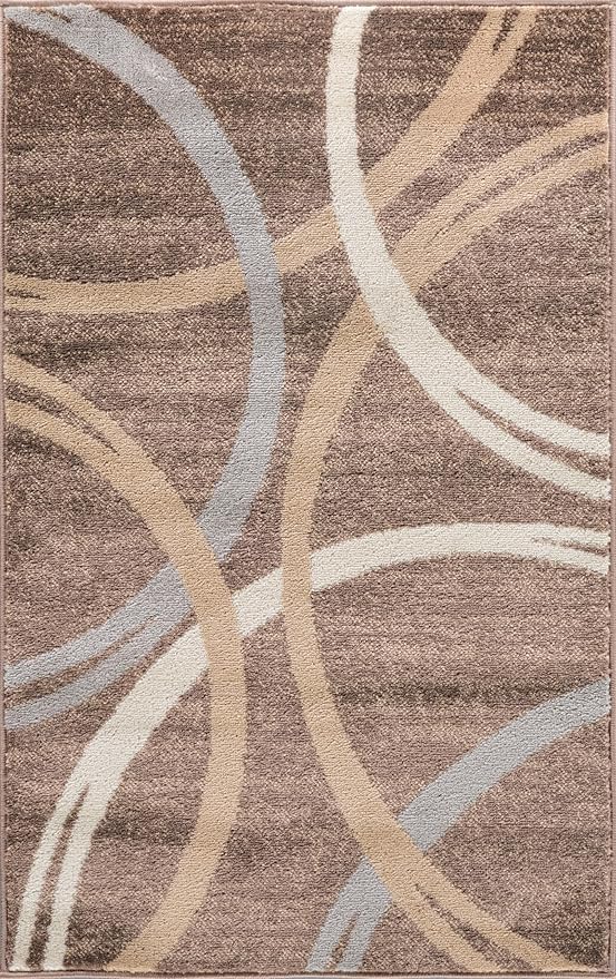 Rugshop Modern Wavy Circles Design Area Rug 2'7" x 4' Brown