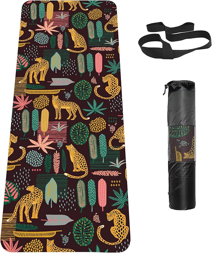 Non Slip Yoga Mat TPE Workout Mat for Men Women, Thick Workout Mat with Carrying Strap, Fitness Mats for Exercise, Yoga, Fitness, Pilates, Floor Workouts (72" x 24" x 6mm)