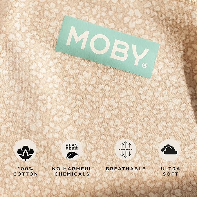 Moby Baby Wrap Carrier Classic for Newborns to Toddlers (8-33lbs), Infant Sling Carrier, Lightweight & Hands Free Design, Adjustable for All Body Types (Costal Blooms)