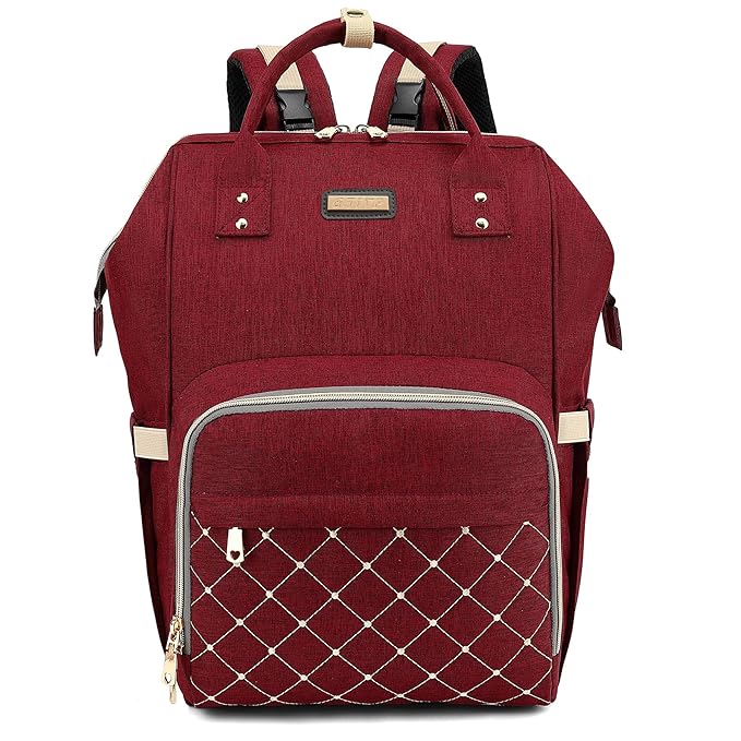 Diaper Bag Backpack, Diaper Bags for Baby Girls Boys, Baby Bags for Moms Dads, Nappy Changing Bag with Insulated Pockets,Multi-functional Waterproof Backpack with Stroller straps-Red