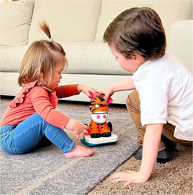 Stack-a-Roos Baby Tiger by Salus Brands - Animal Stacking Toy, Educational Early Learning Toy for Infants Babies Toddlers, Age 12+ Months - Great Baby Gifts, STEM