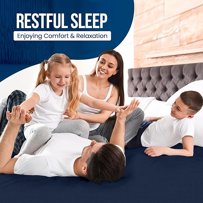 Utopia Bedding Waterproof Mattress Protector Full Size, Premium Terry Mattress Cover 200 GSM, Breathable, Fitted Style with Stretchable Pockets (Navy Blue)
