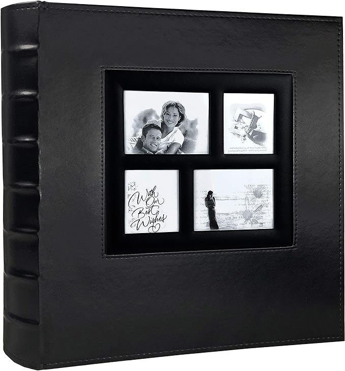 RECUTMS Photo Album 4x6 Holds 500 Photos Black Pages Large Capacity Leather Cover Wedding Family Baby Photo Albums Book Horizontal and Vertical Photos (Black)