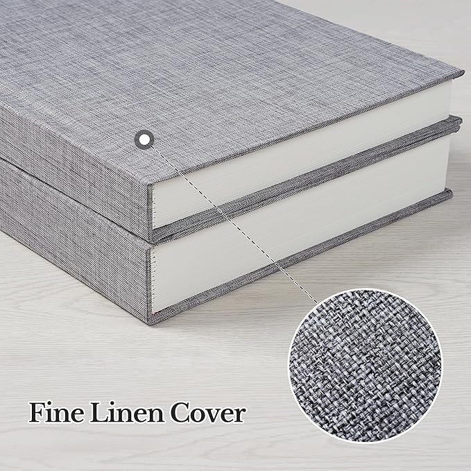 Photo Album 5x7 with Writing Space Linen Cover 5x7 Photo Album Book Holds 30 Photos Ideal for Wedding Theme-Album and Baby Photo Albums (Gray,30 Pockets)