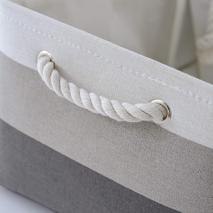 Large Storage Baskets for Shelves, Fabric Baskets for Organizing, Collapsible Storage Bins for Closet, Nursery, Clothes, Toys, Home & Office [3-Pack, Gray Gradient]