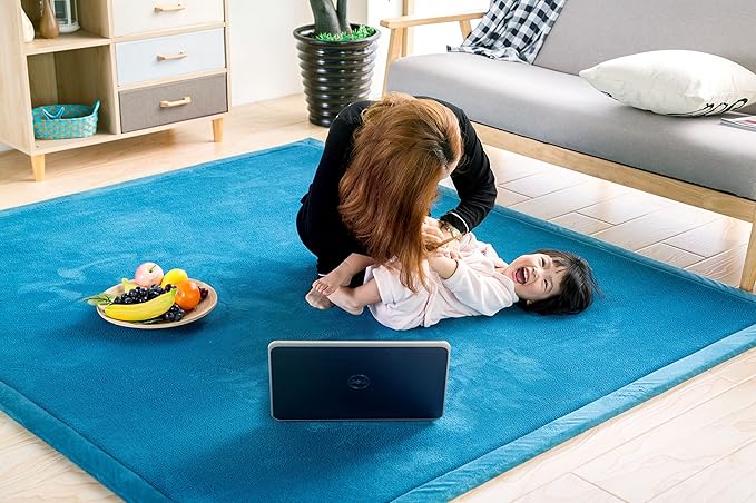 Baby Play Mat, V-mix Handmade weaving Plush Foam Play Crawling Rugs for Baby, Children Play Blanket, Yoga Mat, Exercise Mat-Cushy- Soft & Thick Hypoallergenic, Non-toxic