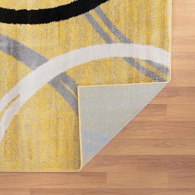 Rugshop Modern Wavy Circles Design Area Rug 7'10" x 10'2" Yellow