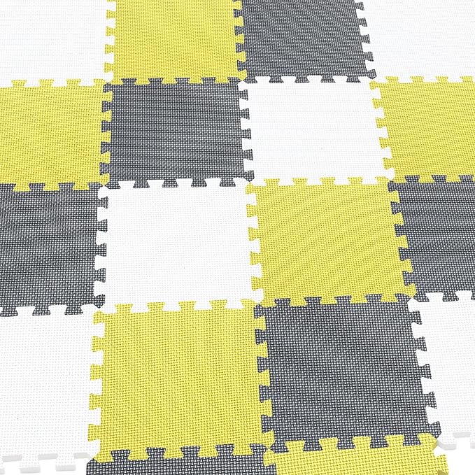 MQIAOHAM® 25 Pieces Puzzle Play Mats, Soft Baby Play Mat, Kids Interlocking Foam Floor Tiles, Toddlers Carpet Playmats G301025-101105112