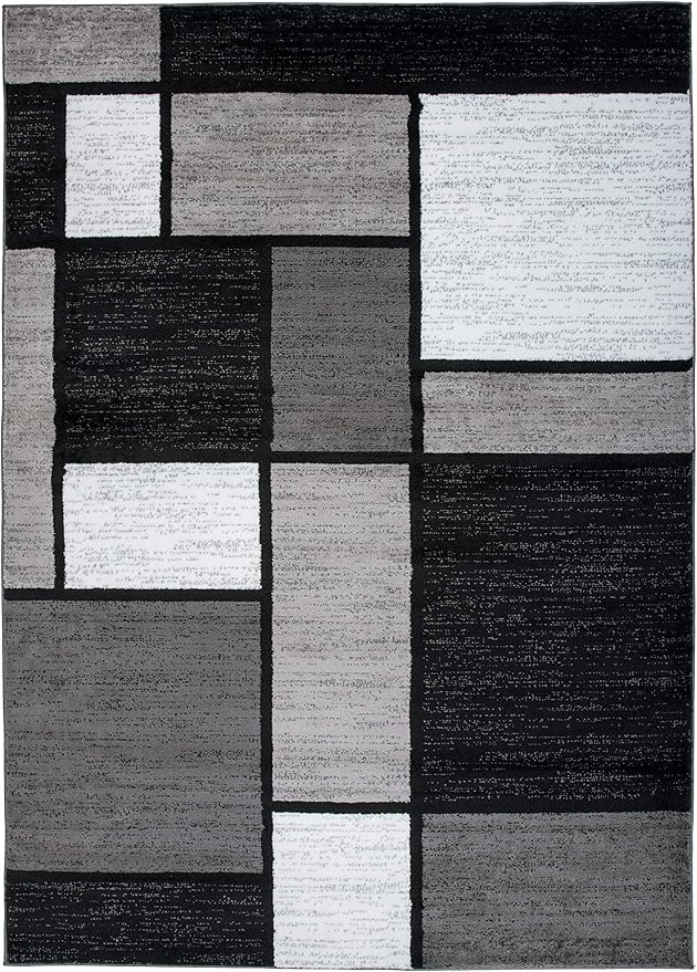 Rugshop Contemporary Modern Boxes for Home Office,Living Room,Bedroom,Kitchen Non Shedding Area Rug 3'3" x 5'3" Gray