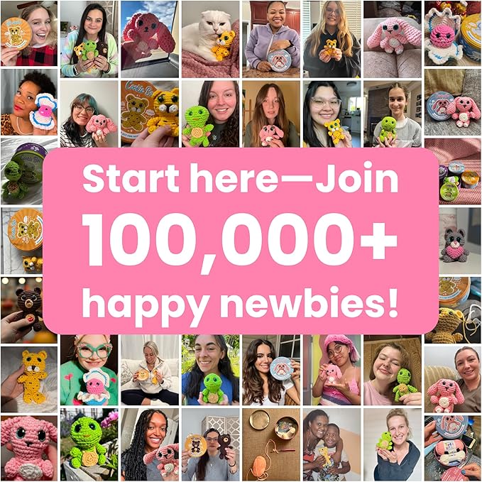 Cookie Box Crochet Kit for Beginners - Learn to Craft Amigurumi Stuffed Animals - Knitting Gift for Kids and Adults - Beginner-Friendly Yarn - Stitch-by-Stitch Video Tutorial - Bunny Lola