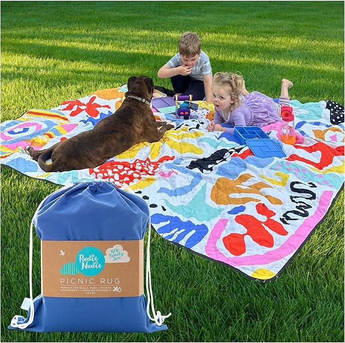 Jumbo Picnic Rug, Large Picnic Mat, 6'7" x 6'7", Outdoor Waterproof Picnic Blanket Beach Mat, Foldable & Waterproof, Picnic Blankets Ideal for Beach & Park, Outdoor Blanket, Pop Pip Pow