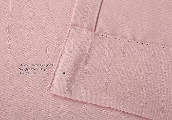 MIUCO Blackout Curtains Room Darkening Textured Grommet Window Curtains for Nursery Curtains 2 Panels 52x95 Inch Pink