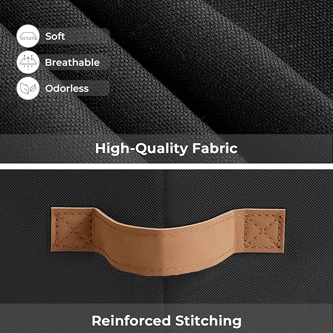 StorageWorks Storage Baskets for Shelves, Foldable Fabric Closet Storage Bins with Handles, Clothes Organizer Laundry Baskets, Black, 3-Pack, Large