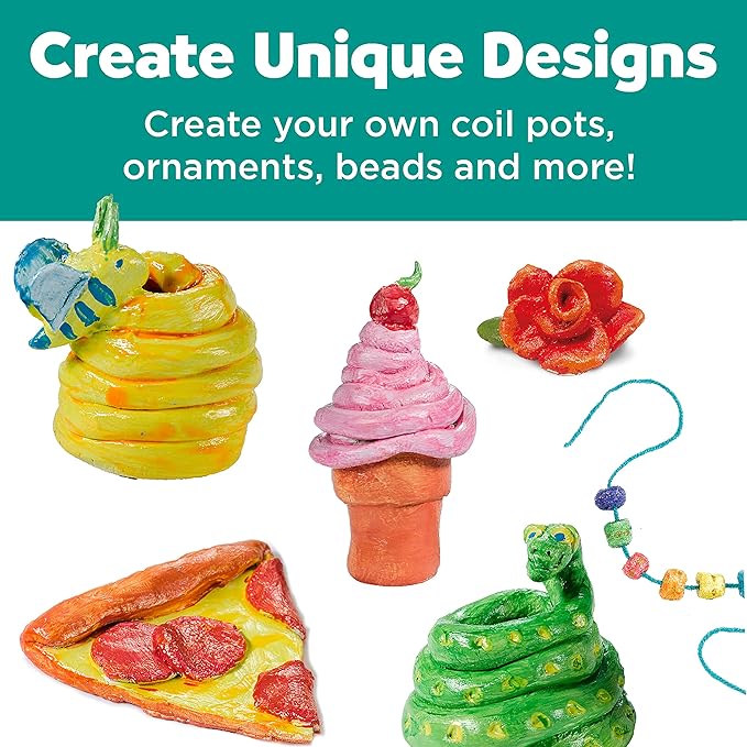 Faber-Castell Pottery Studio Refill Kit - 2 lbs. of Natural Air-Dry Pottery Clay, 6 Paint Pots and Paintbrush, Clay Making Kit for Kids