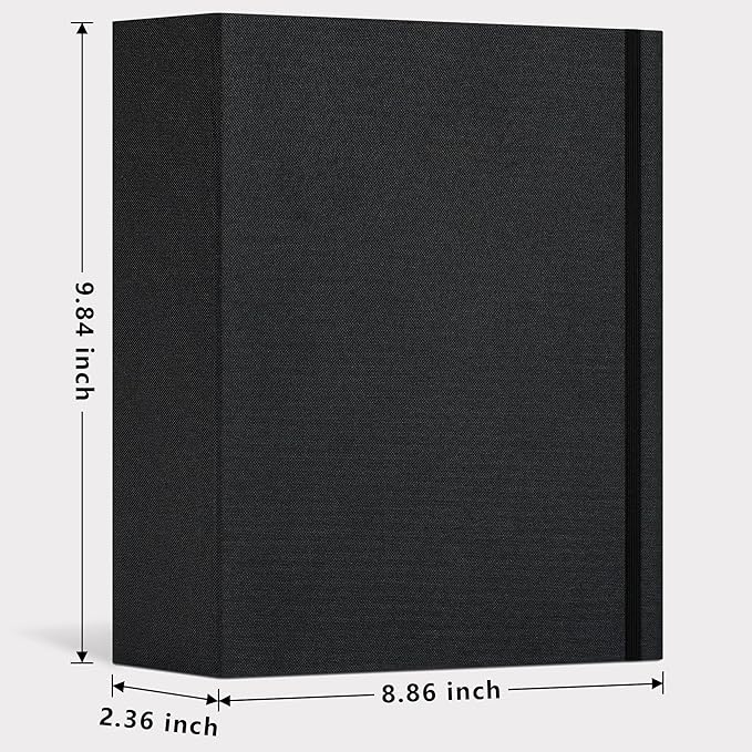 Vienrose Linen 3-Ring Photo Album Holds 250 Photos, 200 4x6 Photos and 50 6x8 Pictures, Picture Album with Multiple Size Pockets, Memory Book for Family Wedding Anniversary Baby, Black