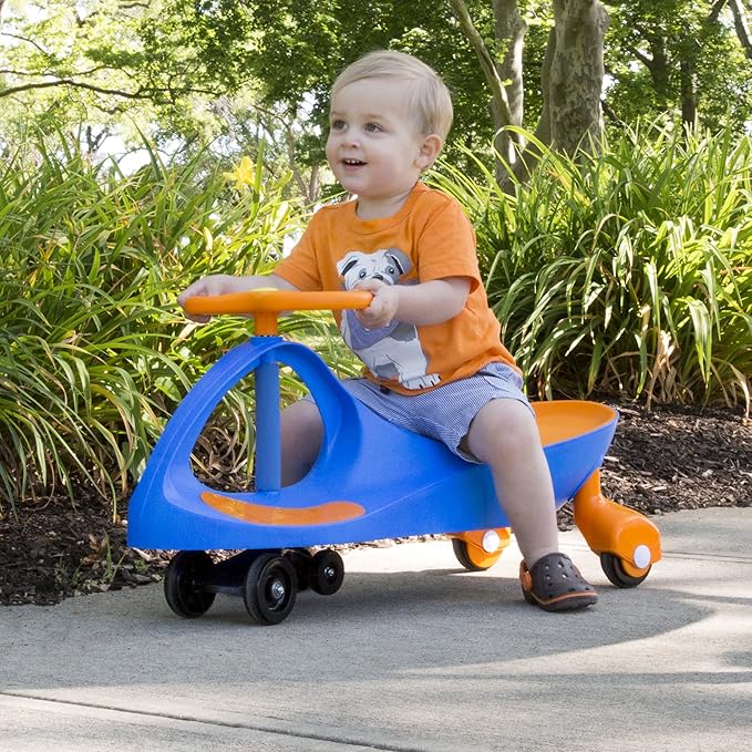 Wiggle Car Ride on Toy - Easy-to-Use Kid Car for Ages 3 Years and Up with No Batteries, Gears, or Pedals by Lil Rider (Blue/Orange), Large,Yellow / Black