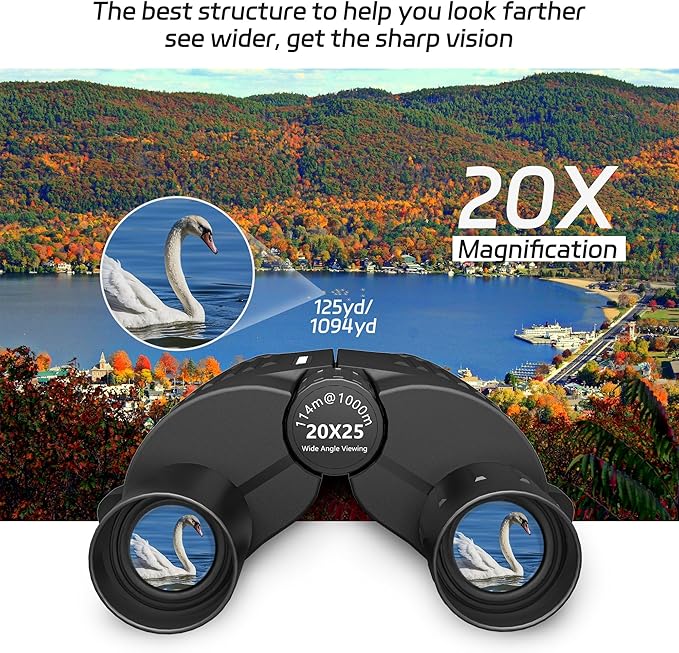 20X25 Small Binoculars for Adults and Kids, Large Eyepiece Binoculars for Bird Watching Easy Focus, Pocket High Powered Opera Glasses for Concert, Cruise Ship, Travel Must Have
