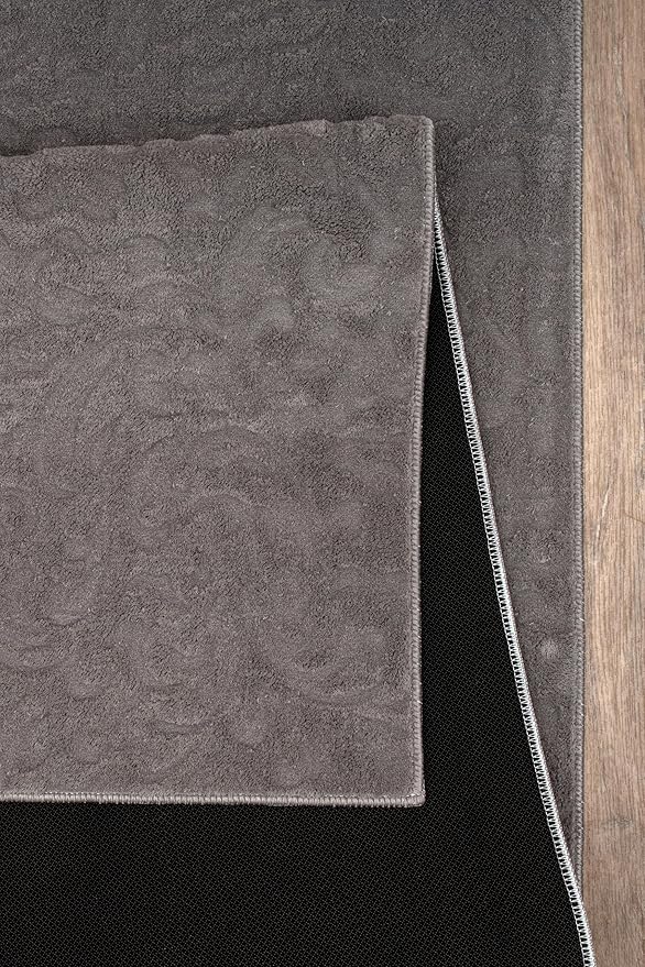 Non-Slip Washable 5x7 Area Rugs for Living Room Bedroom, Ultra Soft Bedside Rug, Indoor Floor Carpet for Kids Girls and Boys, Dorms, Nursery Rooms, Non-Skid Area Rug, Flower Grey, 5' x 7'