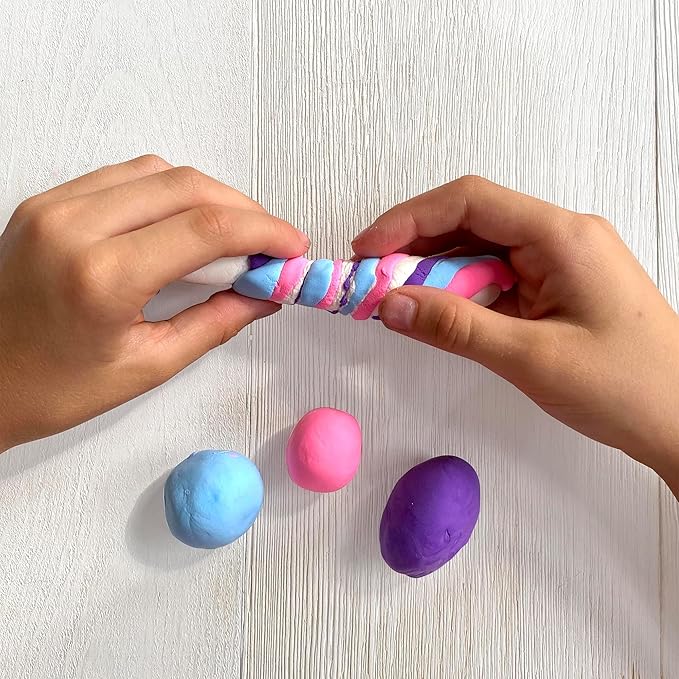 Bright Stripes Wish*Craft Marbled Moon Jewelry Kit – DIY Air-Dry Clay Set for Kids Ages 8+ with Molds, Iridescent Gems, Vibrant Colors, Metal Findings & Storage – Creative Jewelry Gift Set for Girls