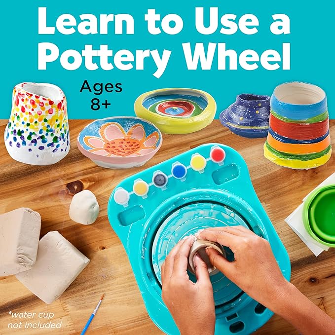 Faber-Castell Pottery Studio - Complete Pottery Wheel and Painting Kit for Beginners, 3 lbs of Sculpting Clay and Tools (Ages 8+)