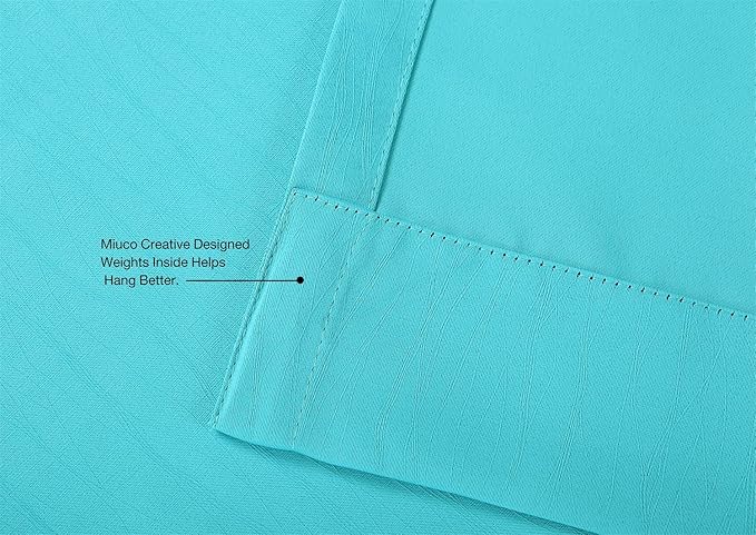MIUCO Blackout Curtains Room Darkening Curtains Textured Grommet Window Curtains for Living Room 2 Panels 52x84 Inch Long Turquoise