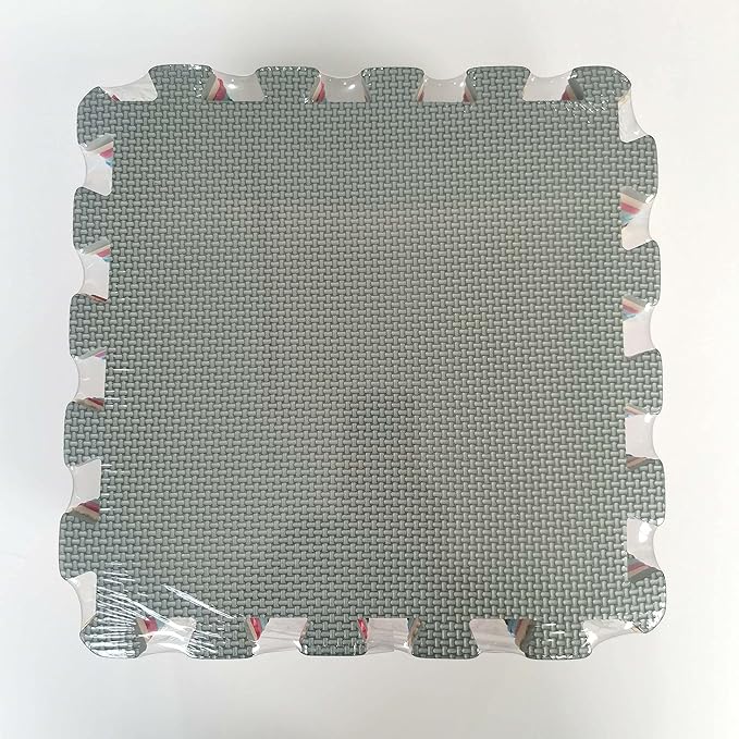 qqpp EVA Rubber 18 Tiles Interlocking Puzzle Foam Floor Mats - Baby Play Mat for Playing | Exercise Mat for Home Workout. White, Green, Gray. QC-AHLb18N