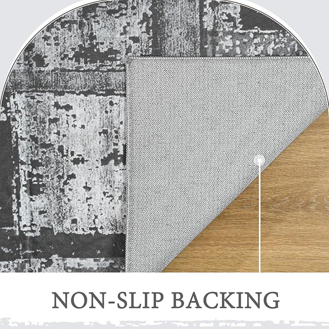 LOCHAS Rug for Living Room, Washable Soft Area Rugs for Bedroom 4x6, Abstract Carpet for Indoor Office Kids Dining Room Nursery Floor, Grey Geometric Vintage Home Decor, Non Slip, Pet Child Friendly